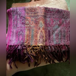 Pink and orange paisley scarf